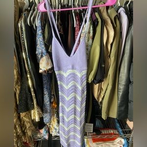 Crochet/knit dress in purple and white. Never worn.